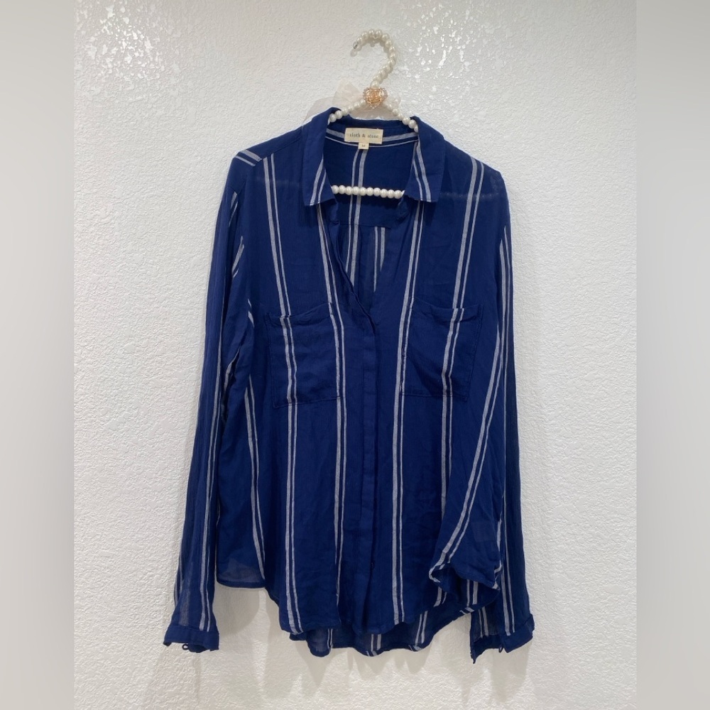 Anthropologie Cloth and Stone button down stripped shirt size M - Picture 4 of 6